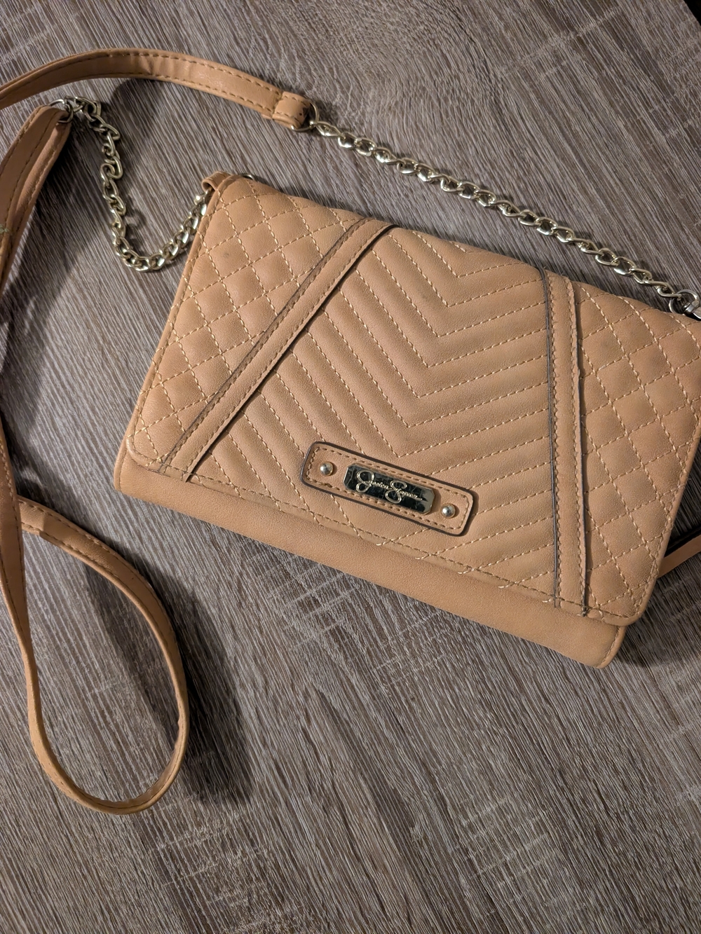 Jessica Simpson Quilted Crossbody Bag in Tan
